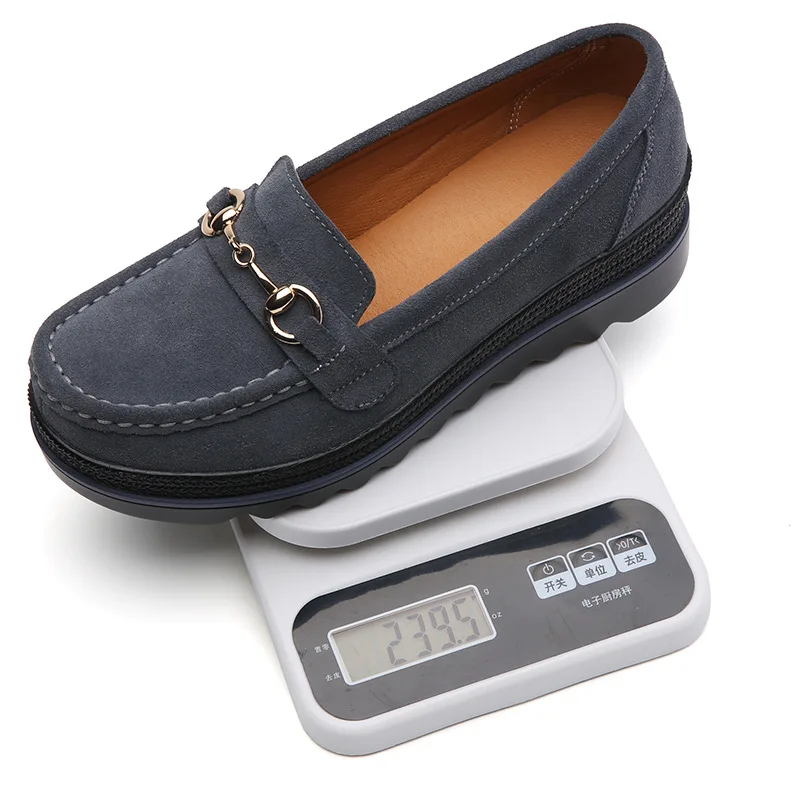 2023 Autumn High Quality Women Shoes Light Comfort Flas Platform Shoes Metal Buckle Casual Mother Shoes Wedge Women Loafers
