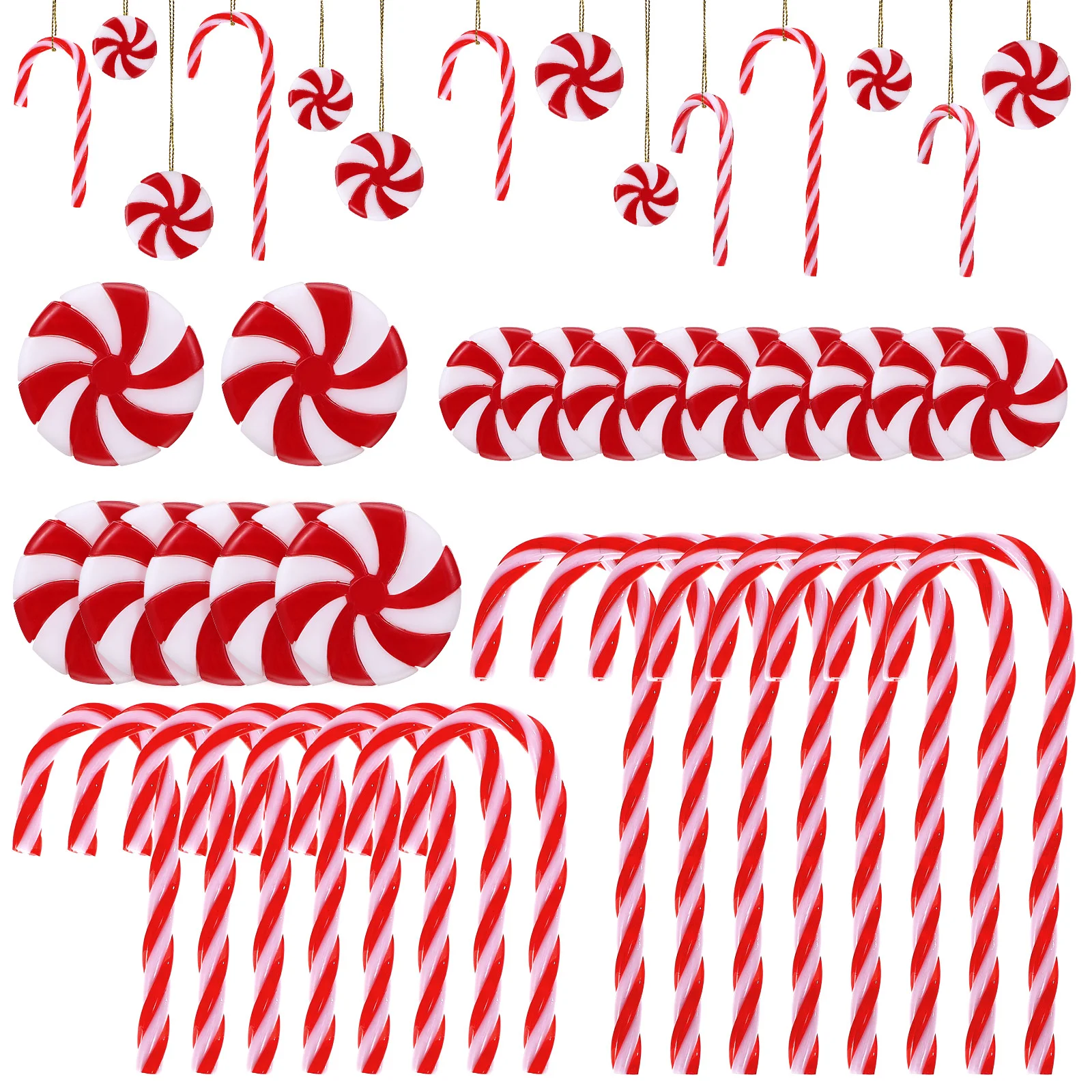 60 Pcs Candy Decorations Christmas Tree Hanging Decors Garland Party Supplies Xmas Cane Ornament Mint