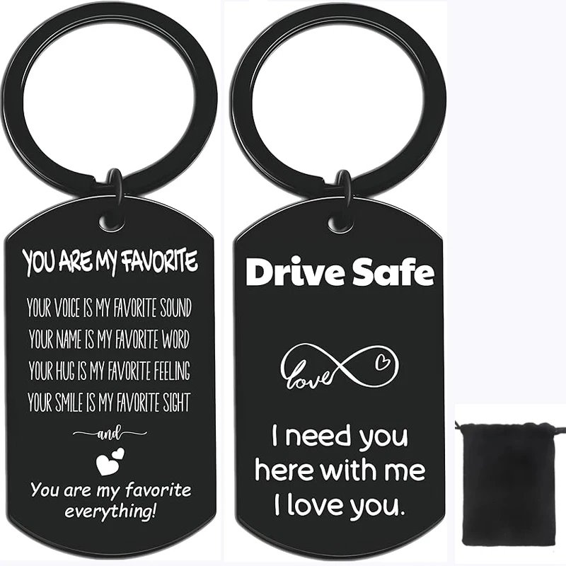 Valentines Day Gifts For Him, Men, Man - You Are My Favorite & Drive Safe Keychain - I Love You Gift Husband, Unique Funny Gift