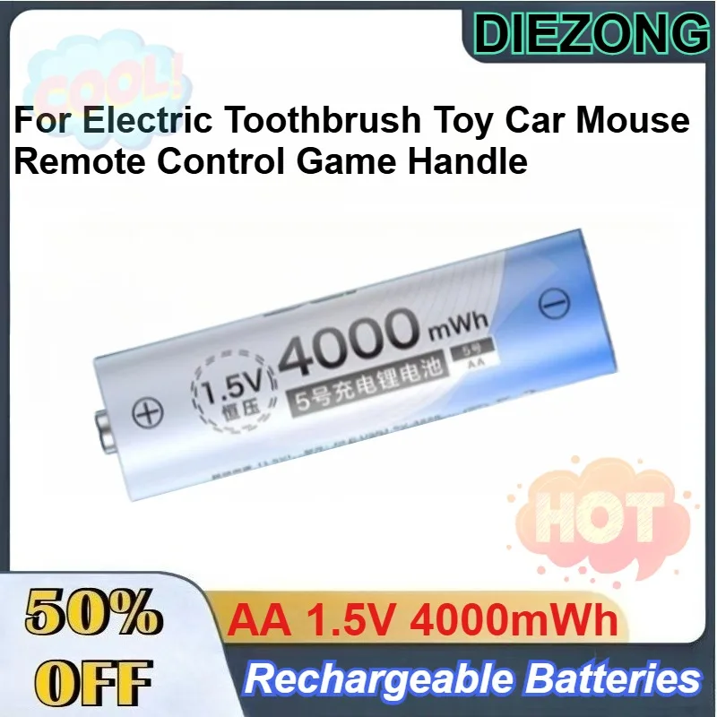 

AA 1.5V Rechargeable Lithium Battery 4000mWh for Electric Toothbrush Toy Car Mouse Remote Control Game Handle Batteries