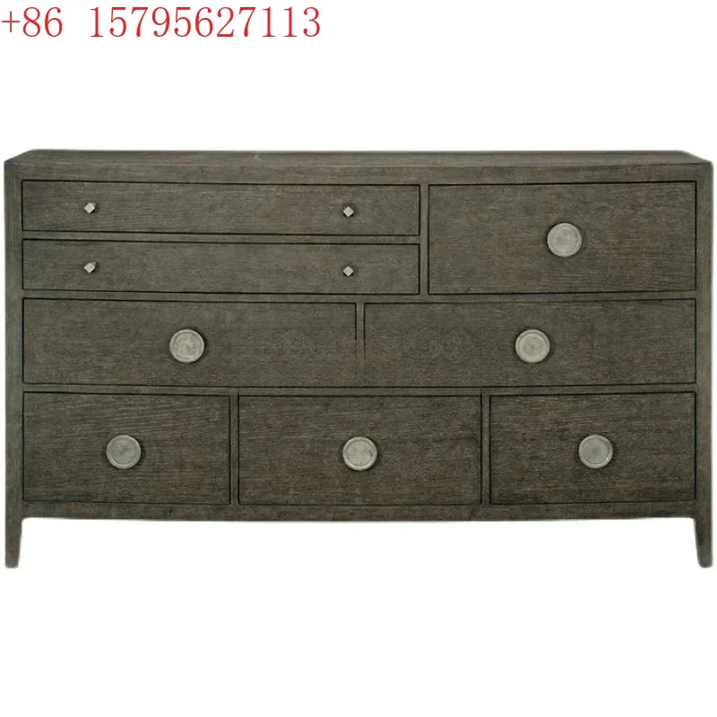 

Vintage French solid wood chest, bedroom TV cabinet, American drawer storage cabinet, dresser