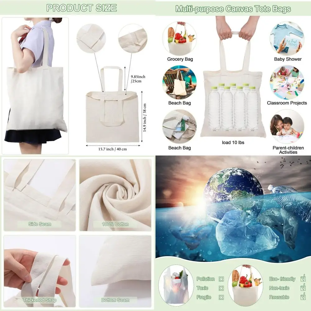 

Набор из 60 холщовых сумок-тоут, 16 x 15 дюймов, легкие многоразовые сумки для покупок и подарков своими руками, натуральные