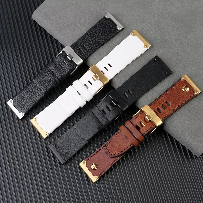 26mm High Quality Genuine Leather Watch Band For Diesel DZ4318 DZ4343 DZ4476 DZ4323 DZ4290 DZ4292 Series Men Vintage Watch strap