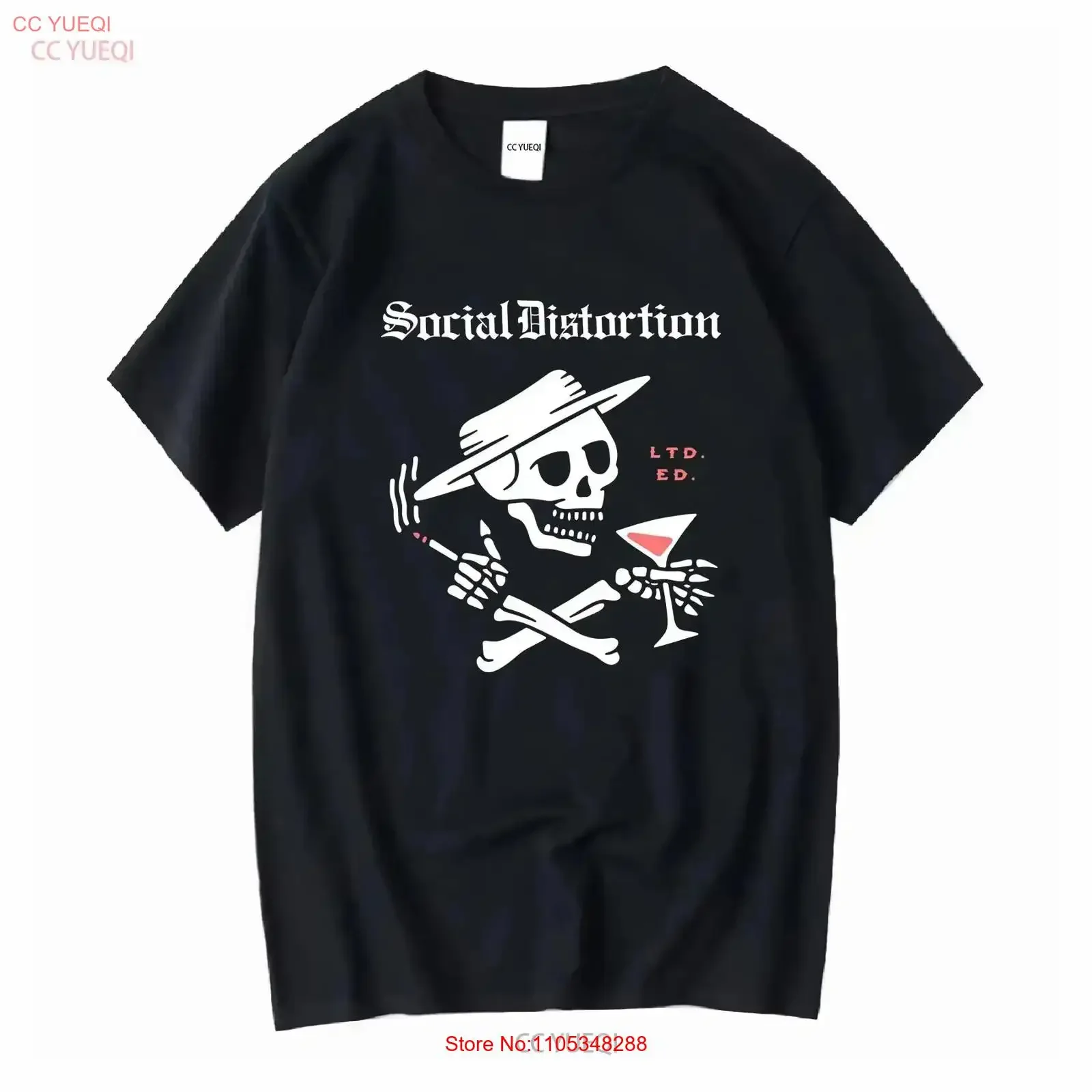 NOVO Camiseta Social Distortion Skeleton Hot Topic Tamanho S Vintage Lavada Confortável Elástica Para Uso Diário Estilosa
