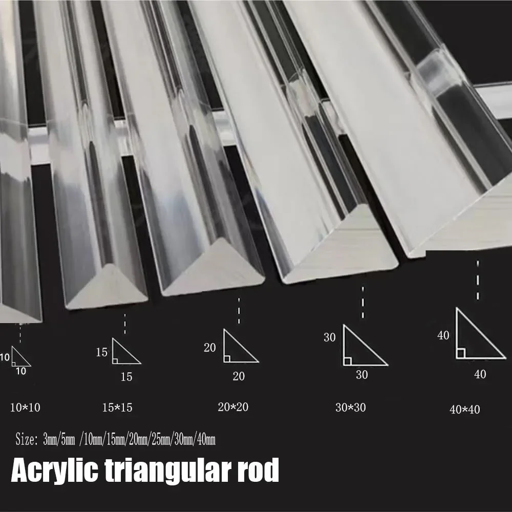 1-20Pcs Clear Triangle Acrylic Rod, Solids PMMA Strip for DIY Crafts, Model Making, Decoration & Creative Projects