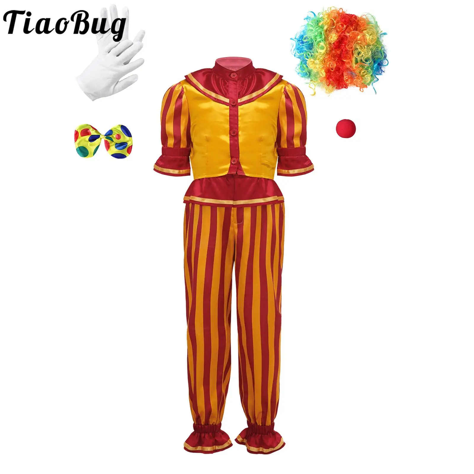 Kinderen Jongens Meisjes Sun Clown Kostuums Poppen Cosplay Outfits Halloween Carnaval Feest Fancy Dress Up Circus Clown Rollenspel Pakken