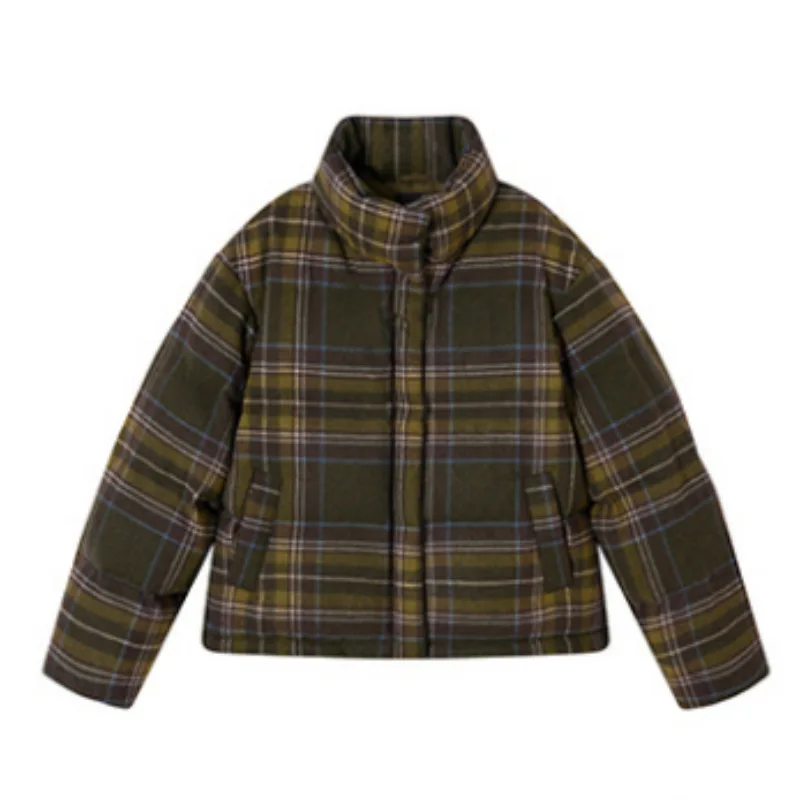 Jaket Wanita Musim Dingin Model Pendek Kerah Tegak Berbahan Fleece, Mantel Hangat, Atasan Tebal, Pakaian Katun Lembut nan Elegan