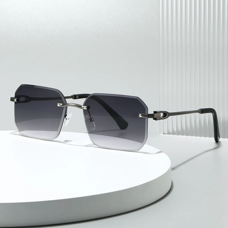 Frameless square sunglasses, high-end, retro, trendy eyewear, Amazon wholesale, sun protectionsunglasses