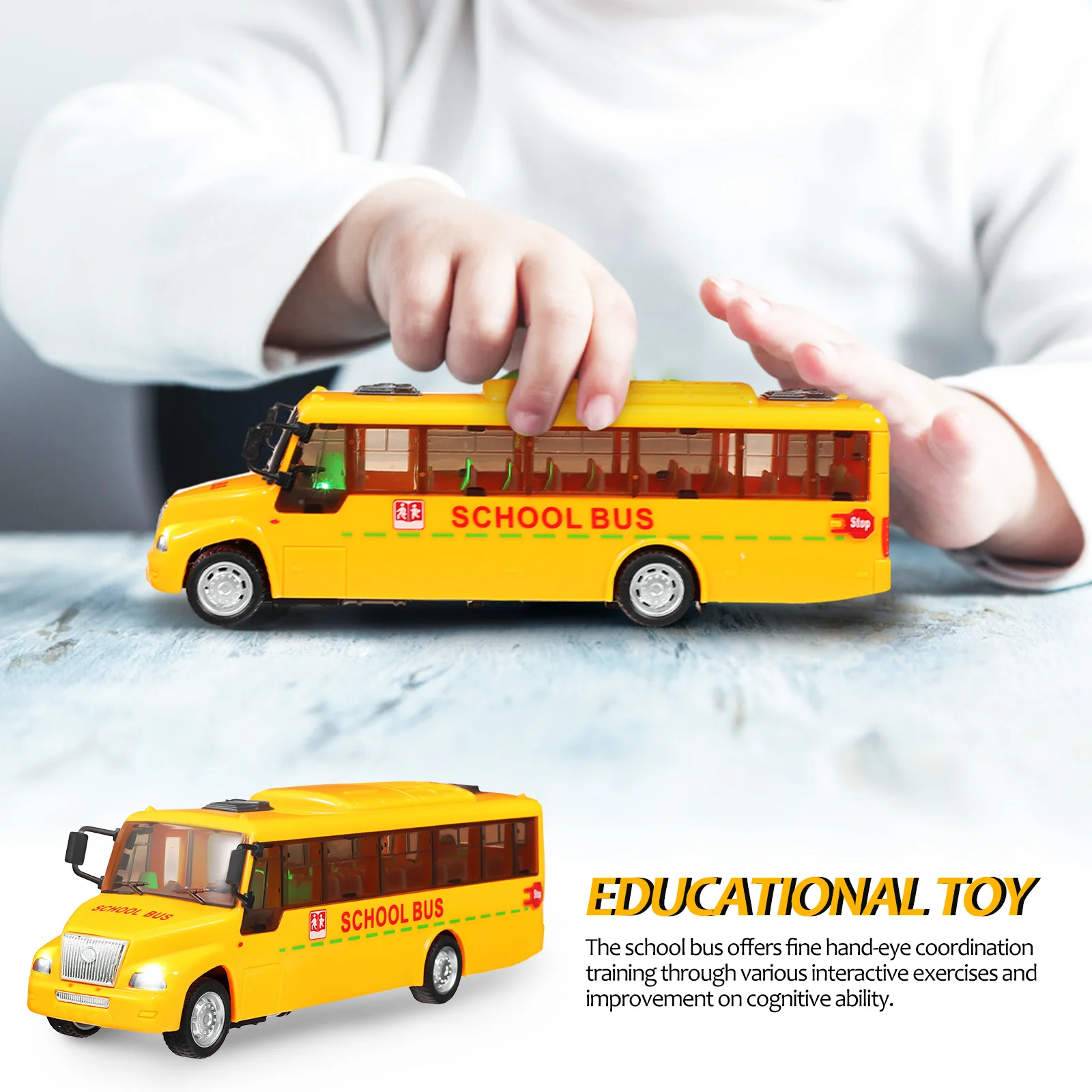 Som e luz ônibus escolar simulação brinquedo modelo pequenos brinquedos grande puxando para trás carro criança