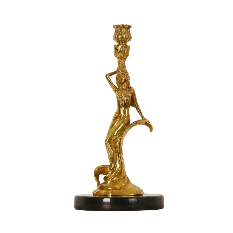 French retro angel candlestick European exquisite carving Art Deco villa living room dining table luxury ornament