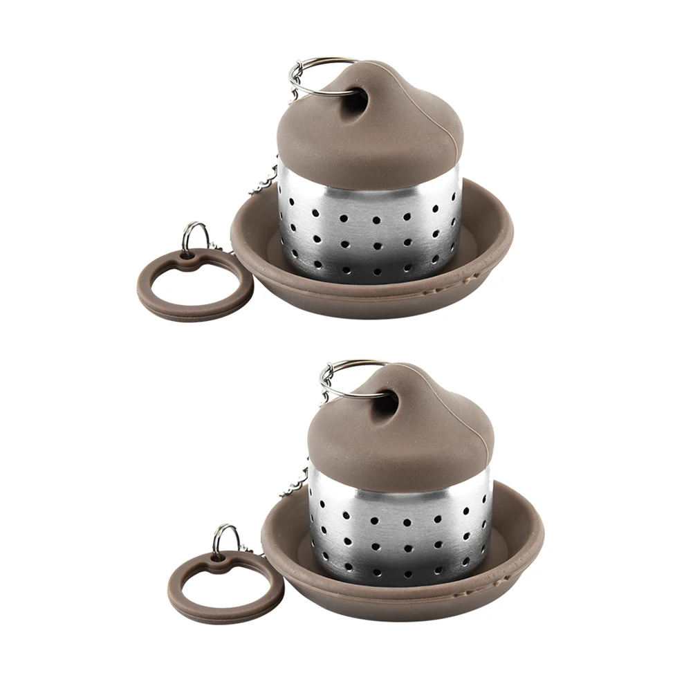 

2pcs Stainless Infuser Flavorful Loose Filter Infuser Steeper Drip Tray Home Use No Odor Tea Filter For Hot Iced Tea