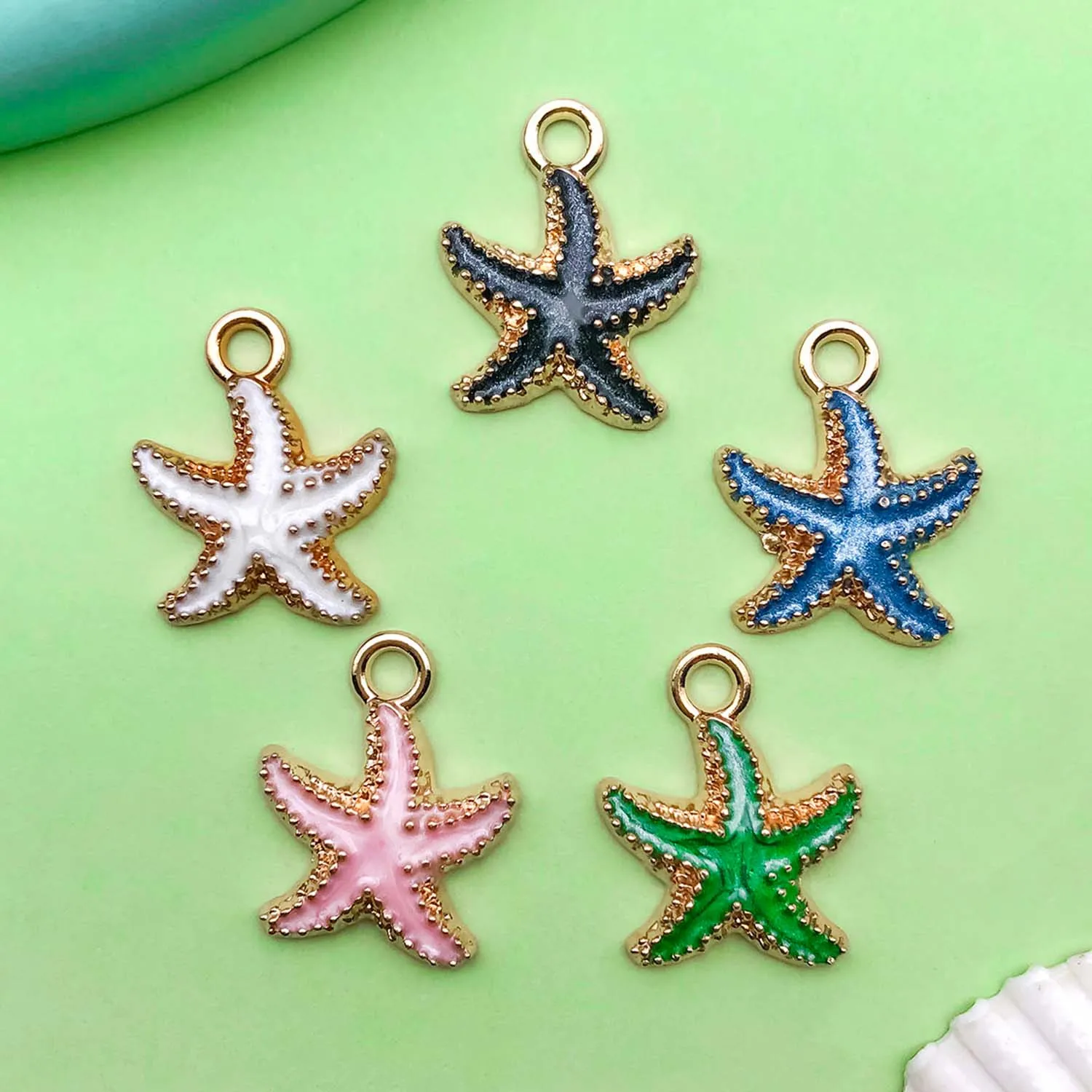 10/15pcs Colorful Enamel Marine Life Charms Alloy Shells, Conches, Starfish Pendants For DIY Jewelry Making Accessories