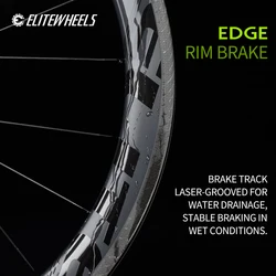 ELITEWHEELS EDGE Carbon Rim Brake Road Wheelset Ultralight 1291g 40 50mm Rim Ratchet System 36T HUB Wing 20 Spoke bike wheelset
