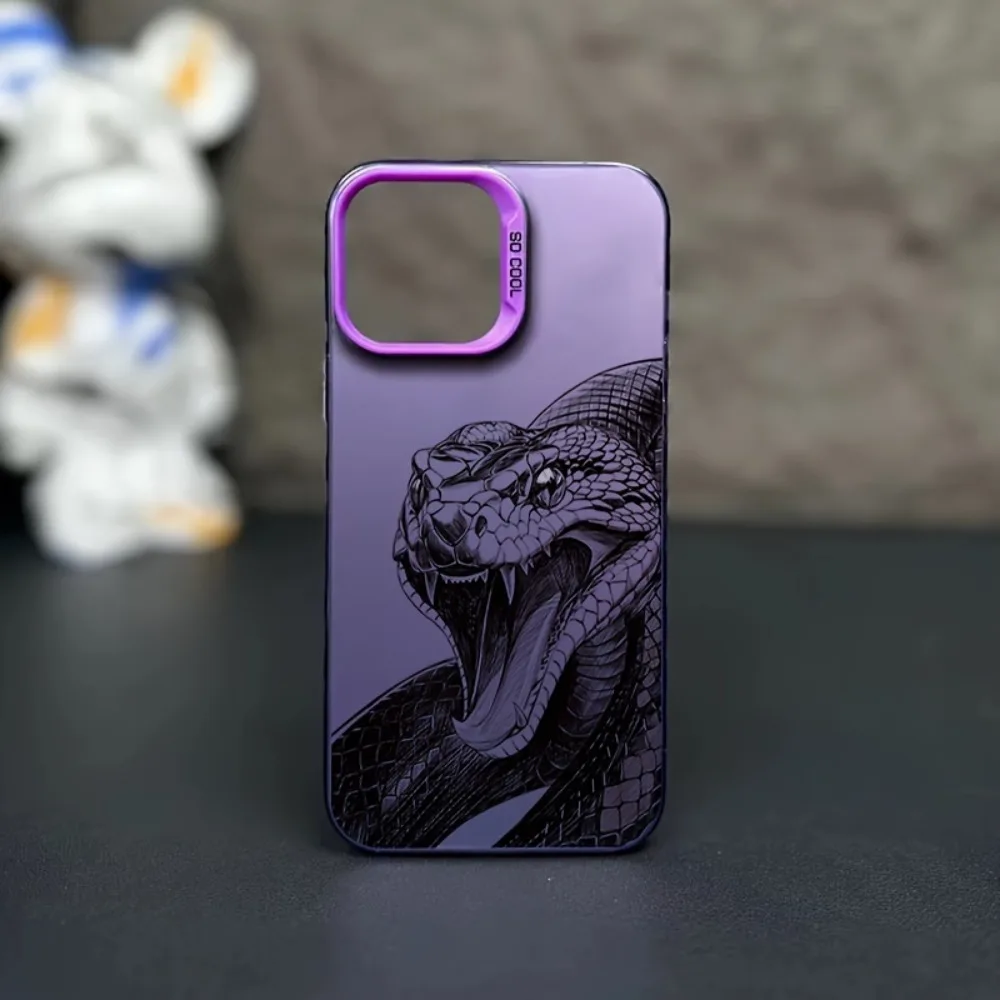 حافظة هاتف بيثون غاضبة لهاتف آيفون 16 15 14 13 12 11 Pro/ Max/Plus غطاء خلفي مقاوم للصدمات ومضاد لبصمات الأصابع.