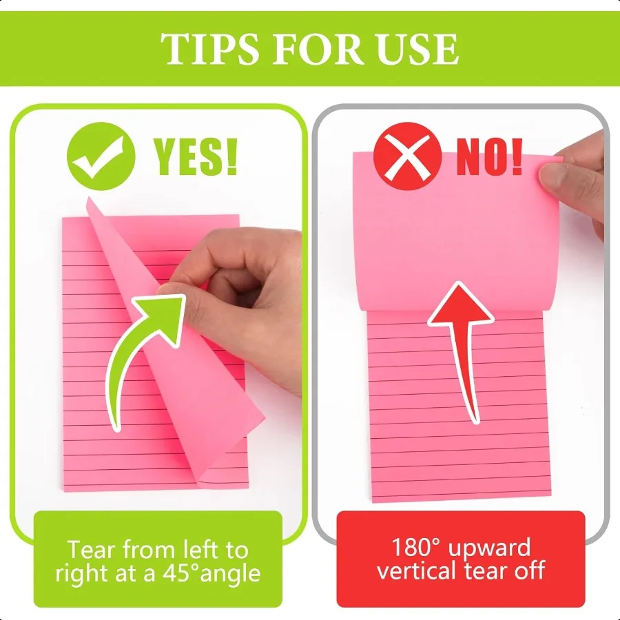 12 Pads Lined Sticky Notes 4x6 Sticky Notes with Lines SelfStick Note Pads 12 Bright Multi Colors Big Rectangular Sticky Note f