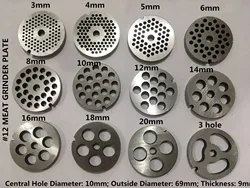 # 12 Typ austauschbare Fleischwolf-Plattenloch 3–20 mm Manganstahl-Zerkleinerer, Fleischwolf-Scheibe für Mixer, Lebensmittelzerkleinerer