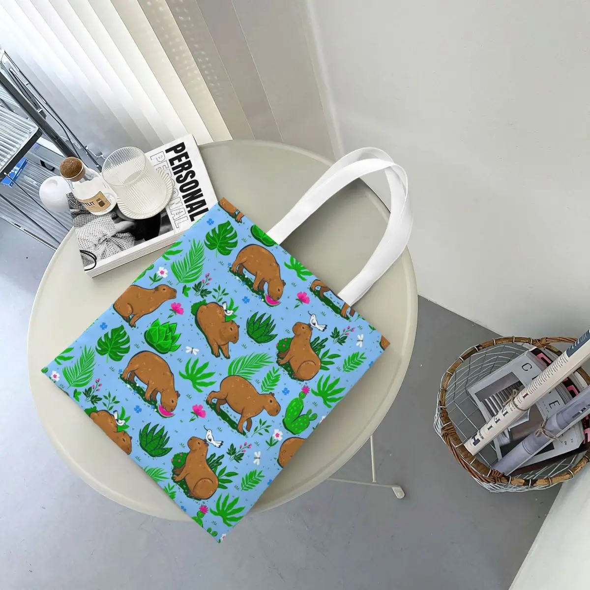 Capybara Is My Spirit Animal Shopping Bags Canvas The Tote Bag Folding for Girls Shoulder Tote Travel Handbag