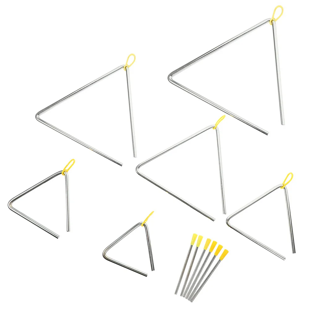 

Percussion Bell Instrument 6 Sets Montessori Musical Kids Triangles Iron Triangle Instrument Educational Toy Durable Lightweight
