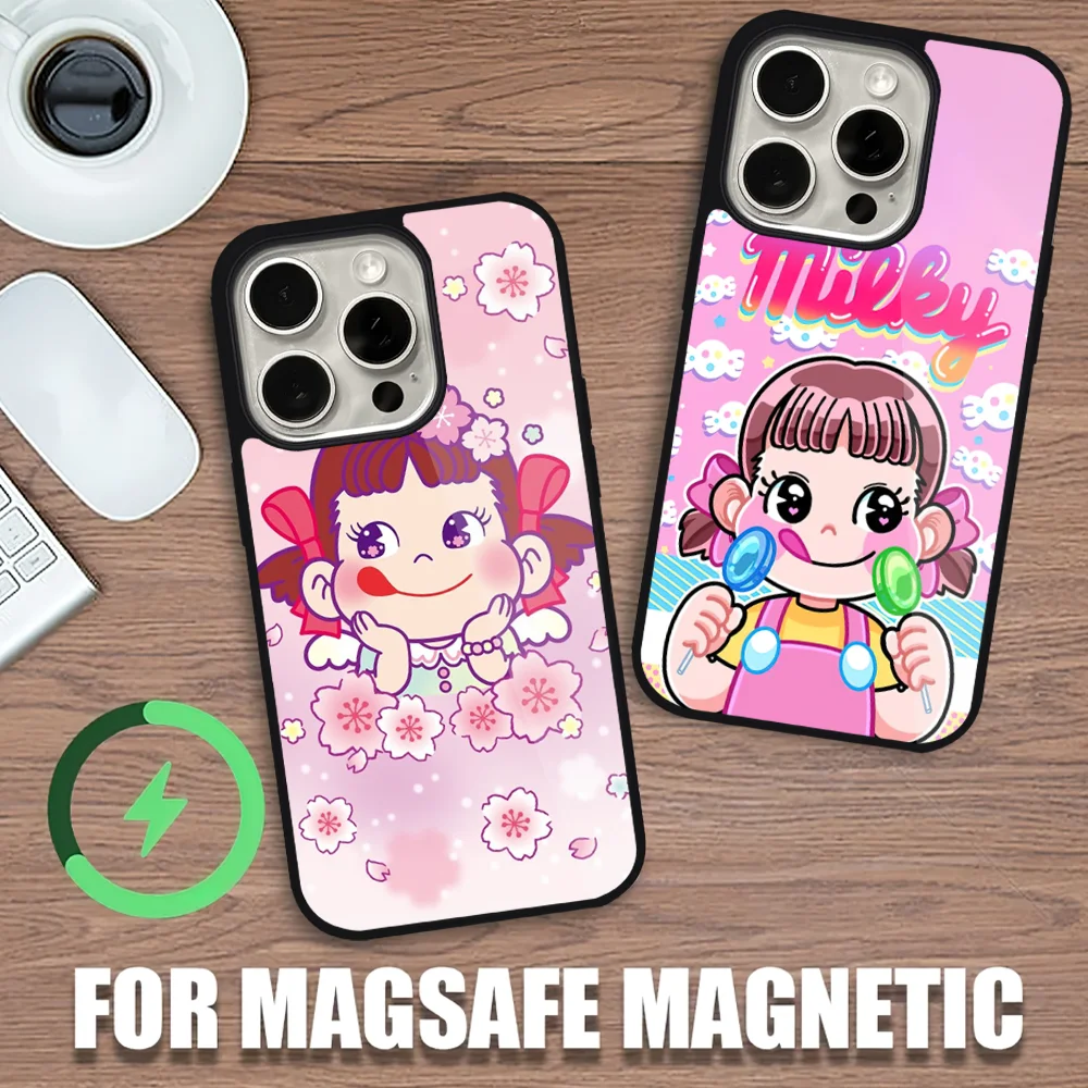 Fujiya Peko Chan Phone Case For iPhone 11 12 13 14 15 Pro Max Plus Magsafe Magnetic Wireless Charging