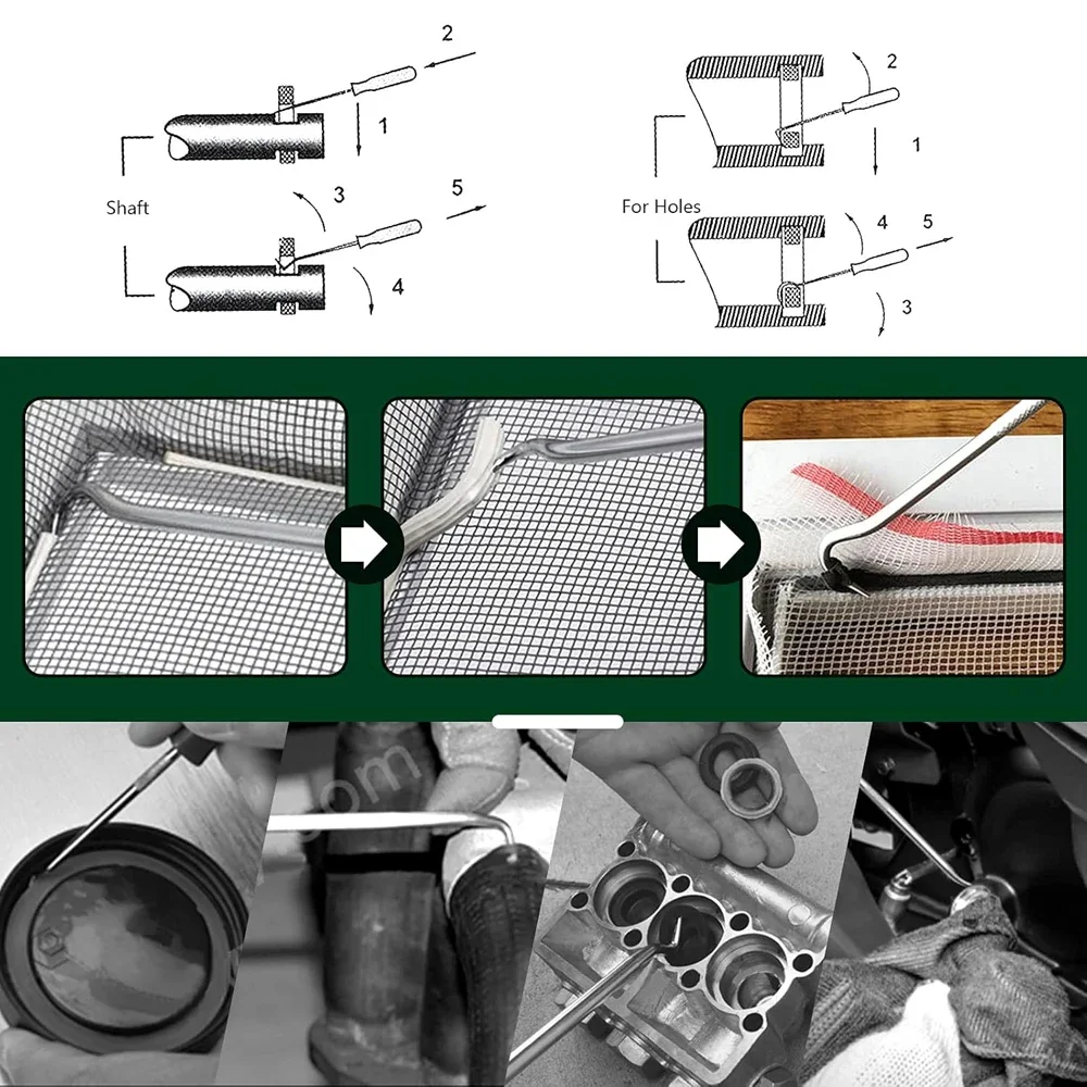 4szt 160mm Zestaw wkrętaków do uszczelek olejowych samochodowych Zestaw haków do demontażu węży O-Ring Seal Gasket Puller Remover Pick Hooks Narzędzia naprawcze