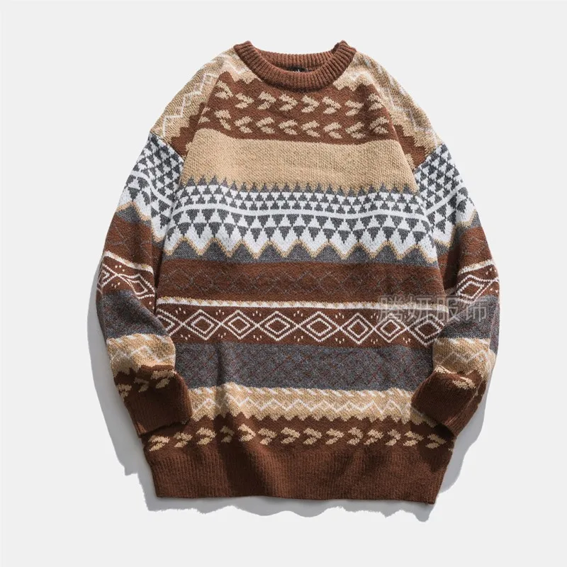 Autumn Winter Colored Striped Sweaters Women's o neck Long Sleeved knitting Sweater Casual Contrasting Color Ripped Hole Sweater