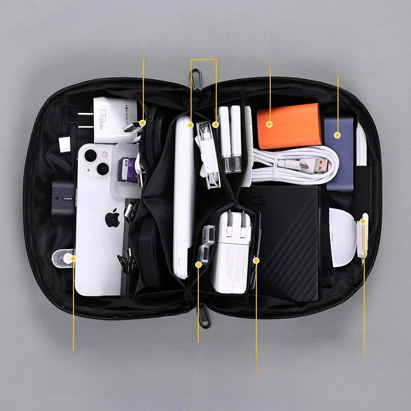 Digital Accessories Storage Bag Portable Waterproof Zipper Travel Carry Organizer Pouch for Cable Data Charger Headphone U Disk