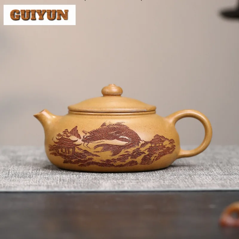 

190ml Exquisite Yixing Purple Clay Teapots Handmade Han Jiang Pot Raw Ore Section Mud Tea Maker Kettle Chinese Zisha Tea Set