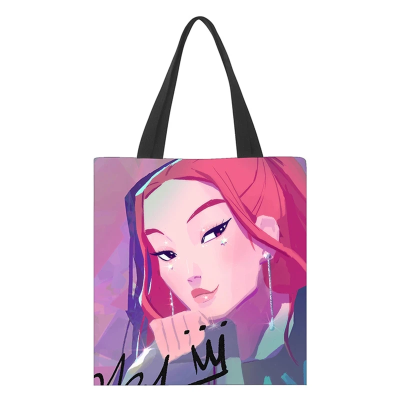 KPop デーモンハンターズアニメ周辺キャンバスバッグファッショナブルなショッピングハンドバッグかわいい弁当バッグ子供のおもちゃ漫画誕生日ギフト