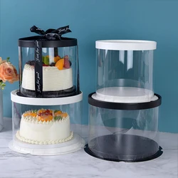 4/6inch PVC Clear Cake Boxes Round Transparent Cake Gift Packaging Box Birthday Wedding Anniversary Party Dessert Present Decor