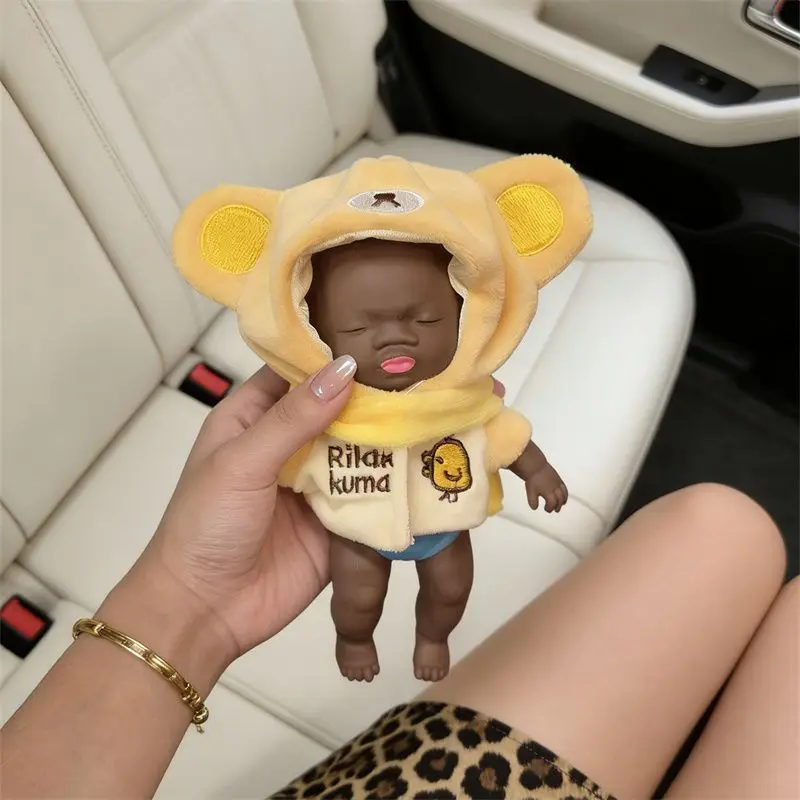 14cm Black Stress-Relief Toy for Pranking Office Workers, Anxiety-Relief Gadget with Complete Clothing Set, Natasha Silk Black Doll, Creative Squeeze Toy, Slow Rebound Type, Ugly-Cute Cartoon Style, Funny Toy, Stress-Relief Product, for Adult Use