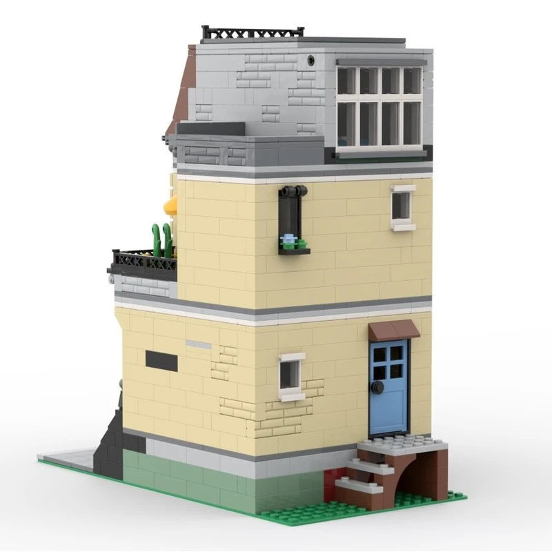 MOC- 217893   파크 스트리트 타운 하우스 모듈 형 도시 스트리트 뷰 아키텍처 빌딩 블록 마이크로 벽돌 모델 장난감 선물 키즈 1426PCS