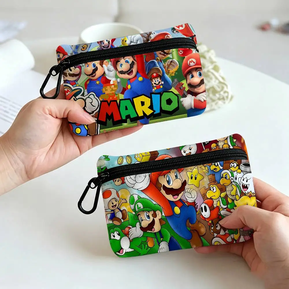Super Game M-Marios Portable Oxford Fabric Mini Wallet Carabiner Design Small Coin Bag For Cards Keys Earphones view 6
