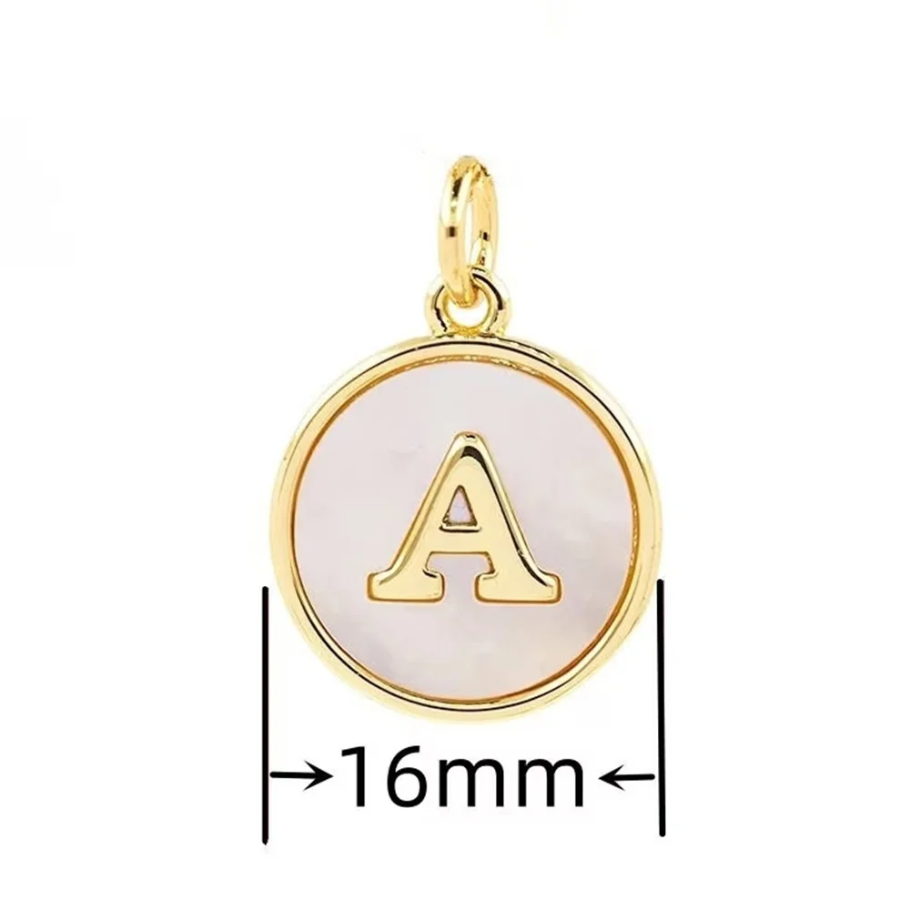 Luxury 26 Letters Necklace Pendant Charm Accessories Brass Inlaid Pearl Shell A~Z Alphabet DIY Personalized Name Initials Pendan