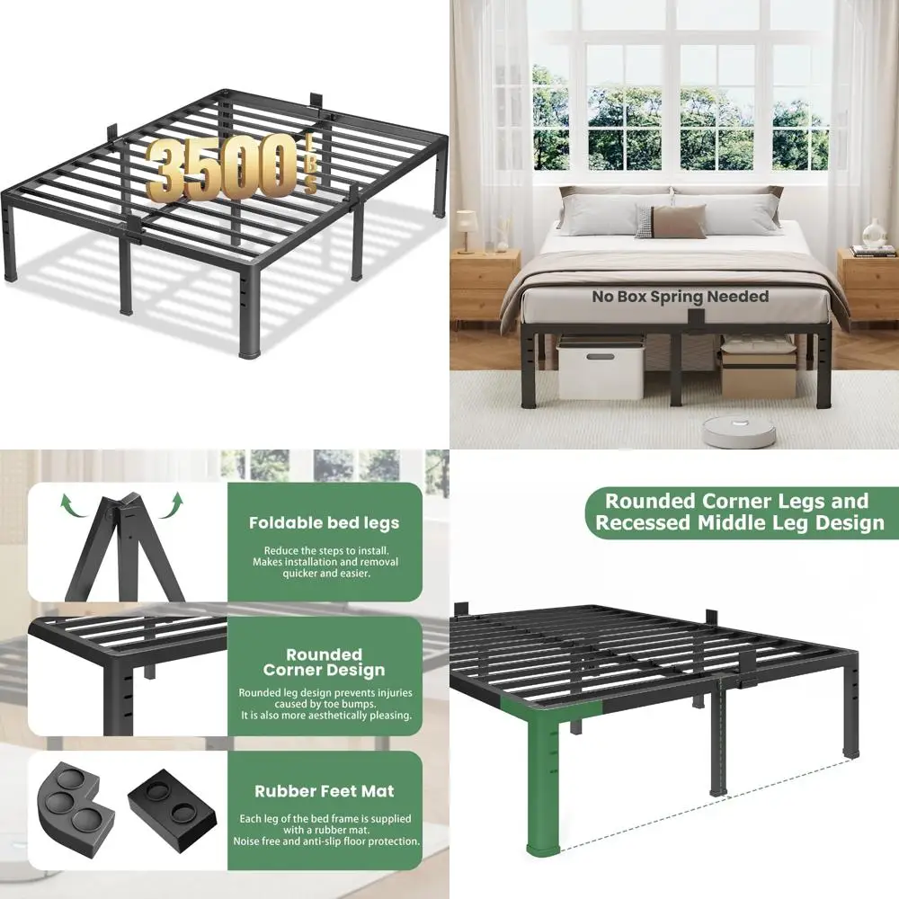 

King Size Metal Platform Bed Frame with 20 Inch High Round Corner Legs, Supporting Up to 3,500 lbs, Heavy Duty Steel Slats Inclu