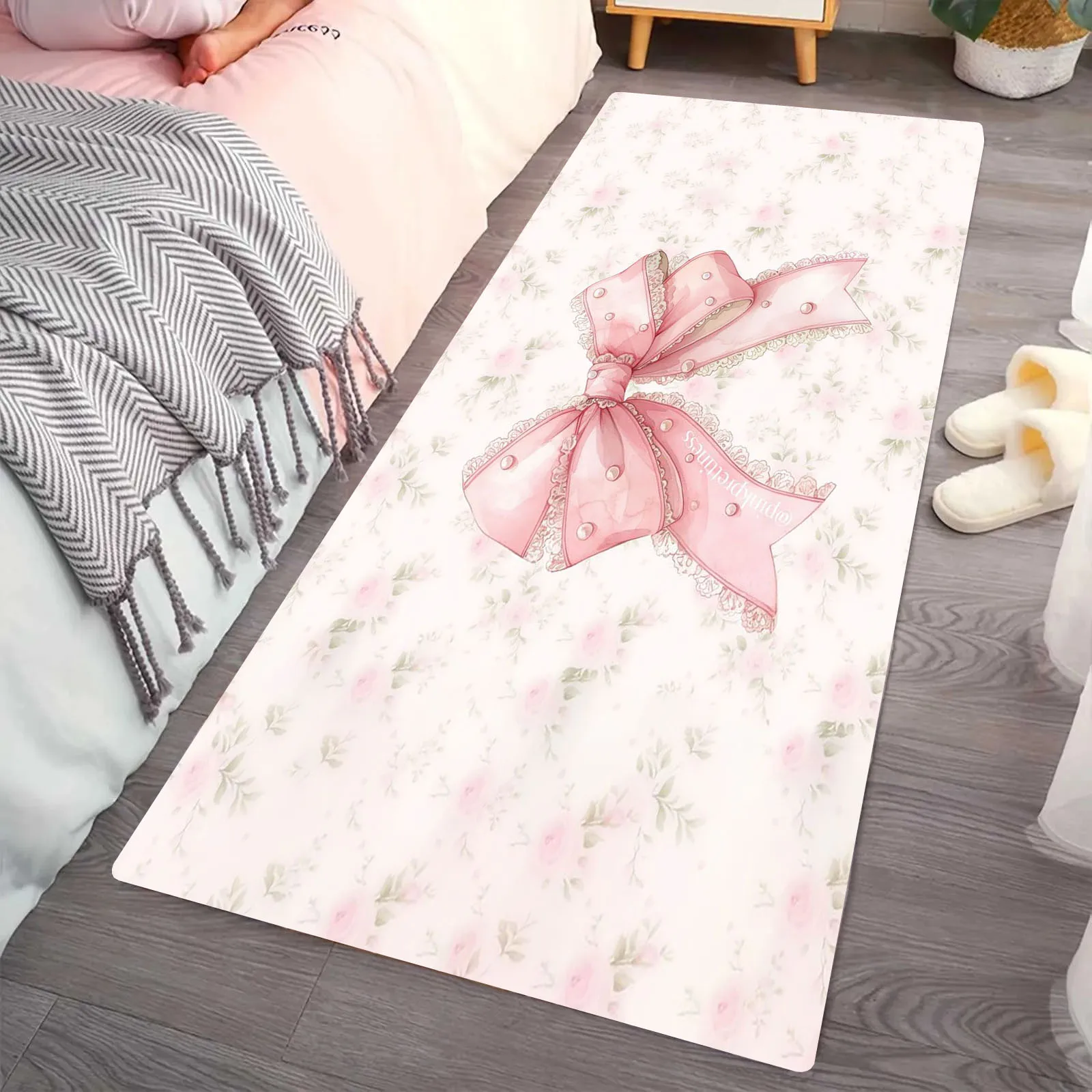 

Cute Pretty Cartoon Bow Bathroom No-silp Doormat Suitable for Livingroom Entrance Decorative Accessories Pad Kitchen Bedroom Rug