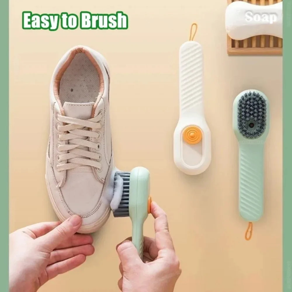 1/2Pcs Multifunction Cleaning Shoe Brush Soft Automatic Liquid Shoe Brush Long Handle Clothes Soap Brush with Hook Clean Tool