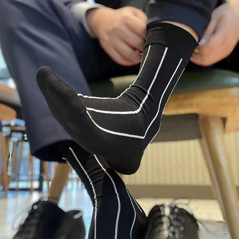 Dress Socks Men\'s Business Black Socks Men Cotton Formal Dress Socks Fashion Men\'s Black Dress Socks Male Suit Black Dot Socks