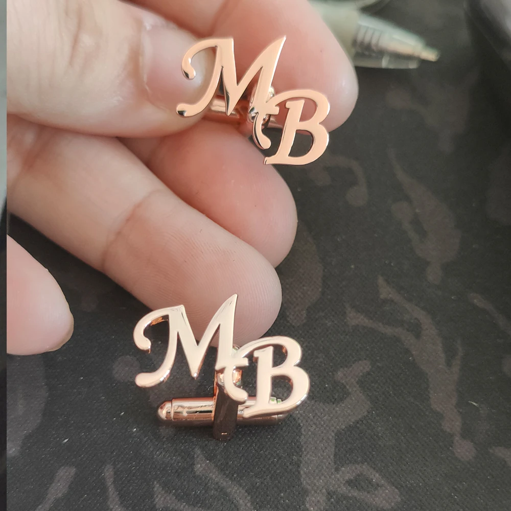 Custom Stainless Steel Men's Initials Cufflinks for Groom Personalized Wedding Jewelry Gift Best Man