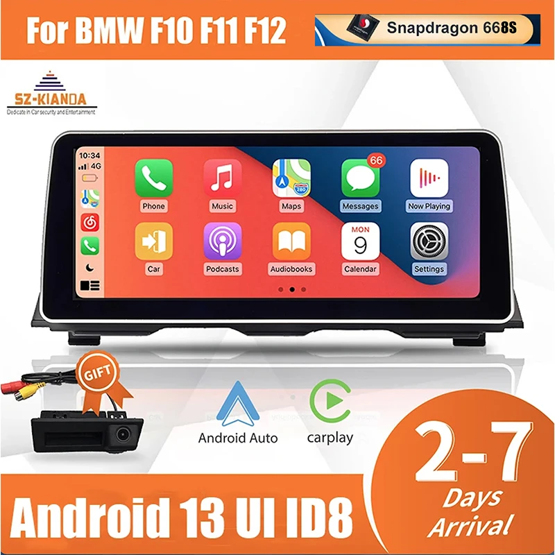 

12.3" Android 13 Wireless CarPlay for BMW 5 Series F10 F11 F12 CIC NBT Car Multimedia Navigation GPS Screen Radio WIFI 4G