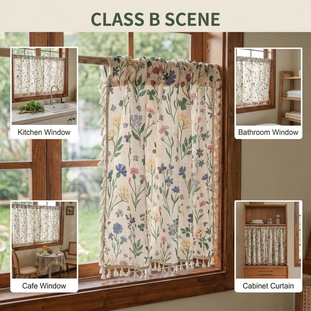 Kitchen balcony wearing short curtains Europe, North America, Middle East, modern pastoral romantic Su small curtains