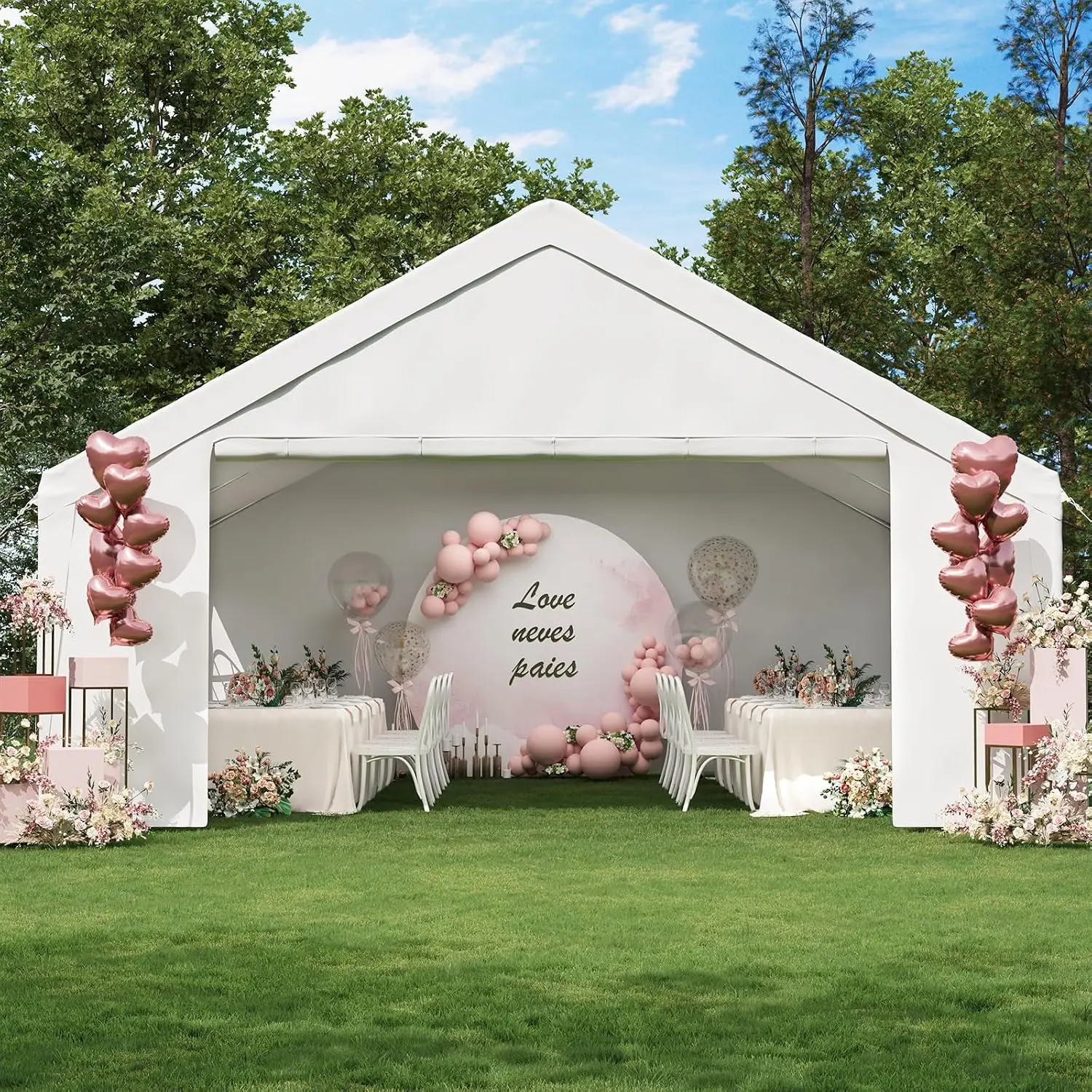 Party Tent 20x60 Canopy Heavy Duty, Waterproof Outdoor Event Tent with Removable Sidewalls & Roll-Up Door, Portable, Customized