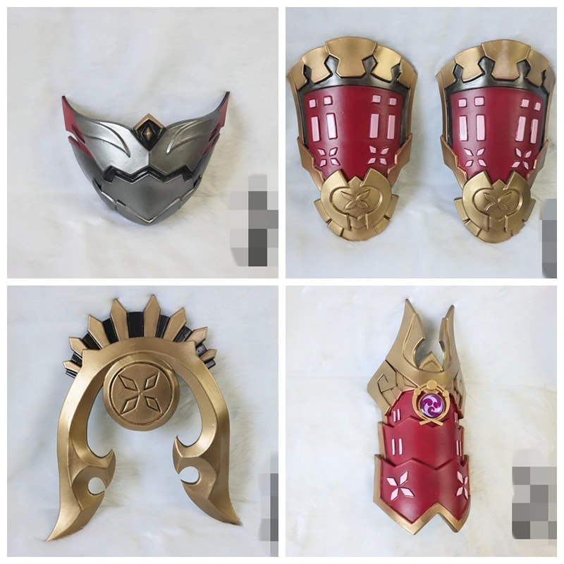 Kuki Shiobu Cosplay Game Genshin Impact Character Props Halloween Mask Knee Pads Anime Headgear Pauldrons Handmade Accessories