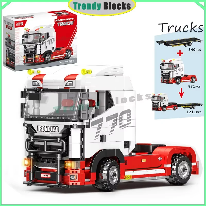 

871 деталь, масштаб 1:24, конструктор «Тяжелые грузовики и прицепы», модель транспортного средства, игрушки-конструкторы для мальчиков, подарки