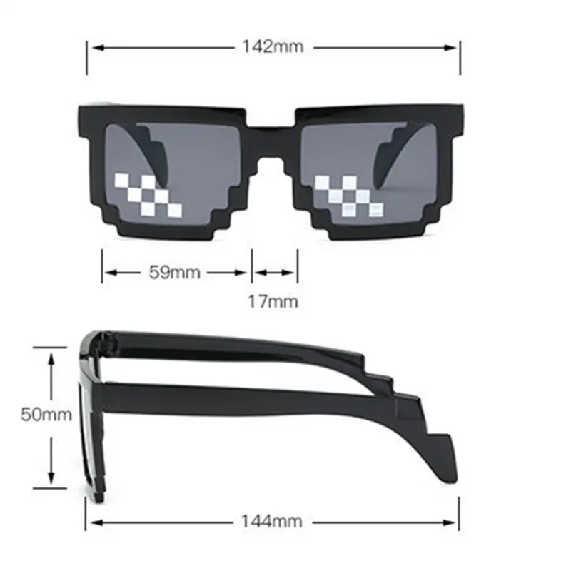 8 Bit Thug Life Sunglasses Pixelated Men Women Brand Party Eyeglasses Mosaic UV400 Vintage Eyewear Unisex Gift Toy Glasses