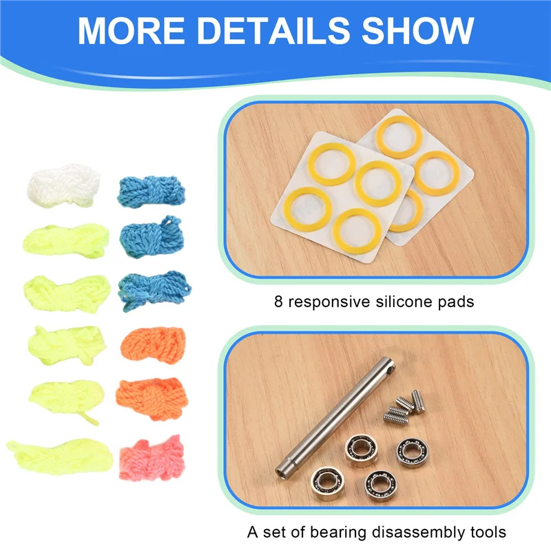 FBIL-Yoyo lagerset, 12 Yoyo-snaren, 8 siliconen pads, 2 10 kogels niet-reagerend lager, 2 smalle C responsieve lagers, 4Yoyo-as
