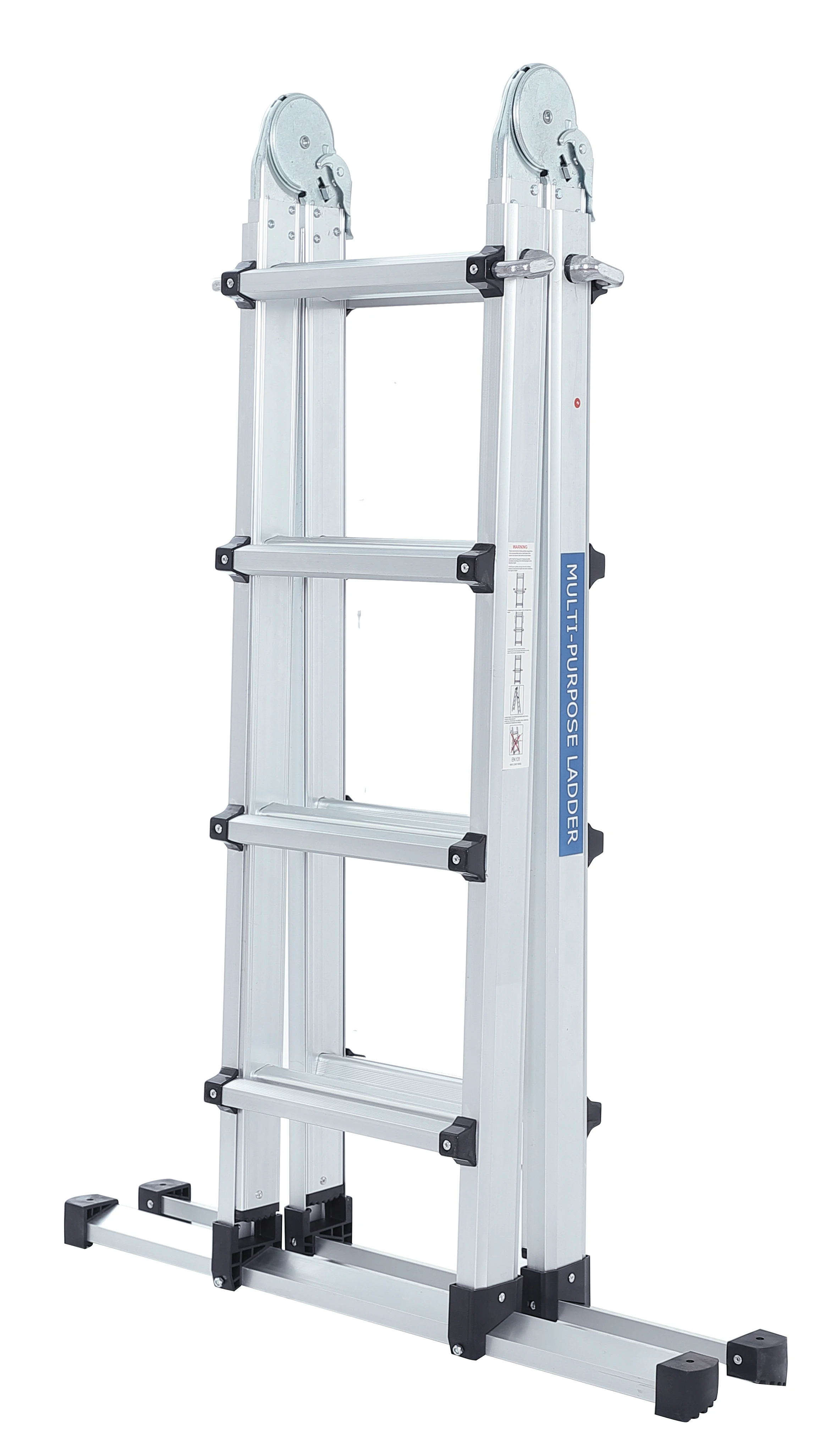 4*3 Steps Telescopic Aluminium Folding Step Ladder with Stabilizar Bar