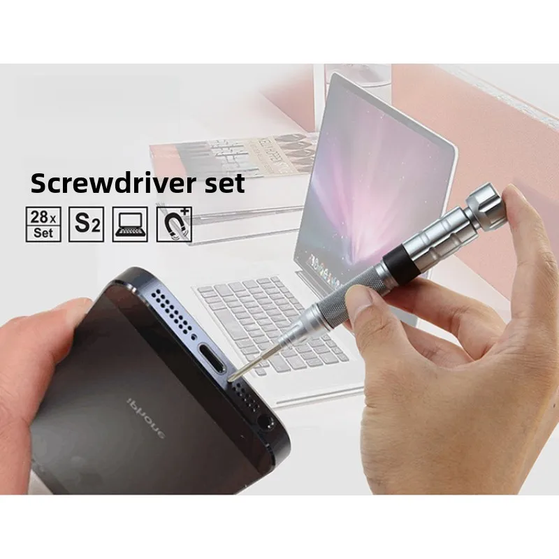 Precision S2 Steel Screwdriver Kit, Multi‑Bit Hand Slotted Phillips Bits Smartphone Camera Laptop Electronic