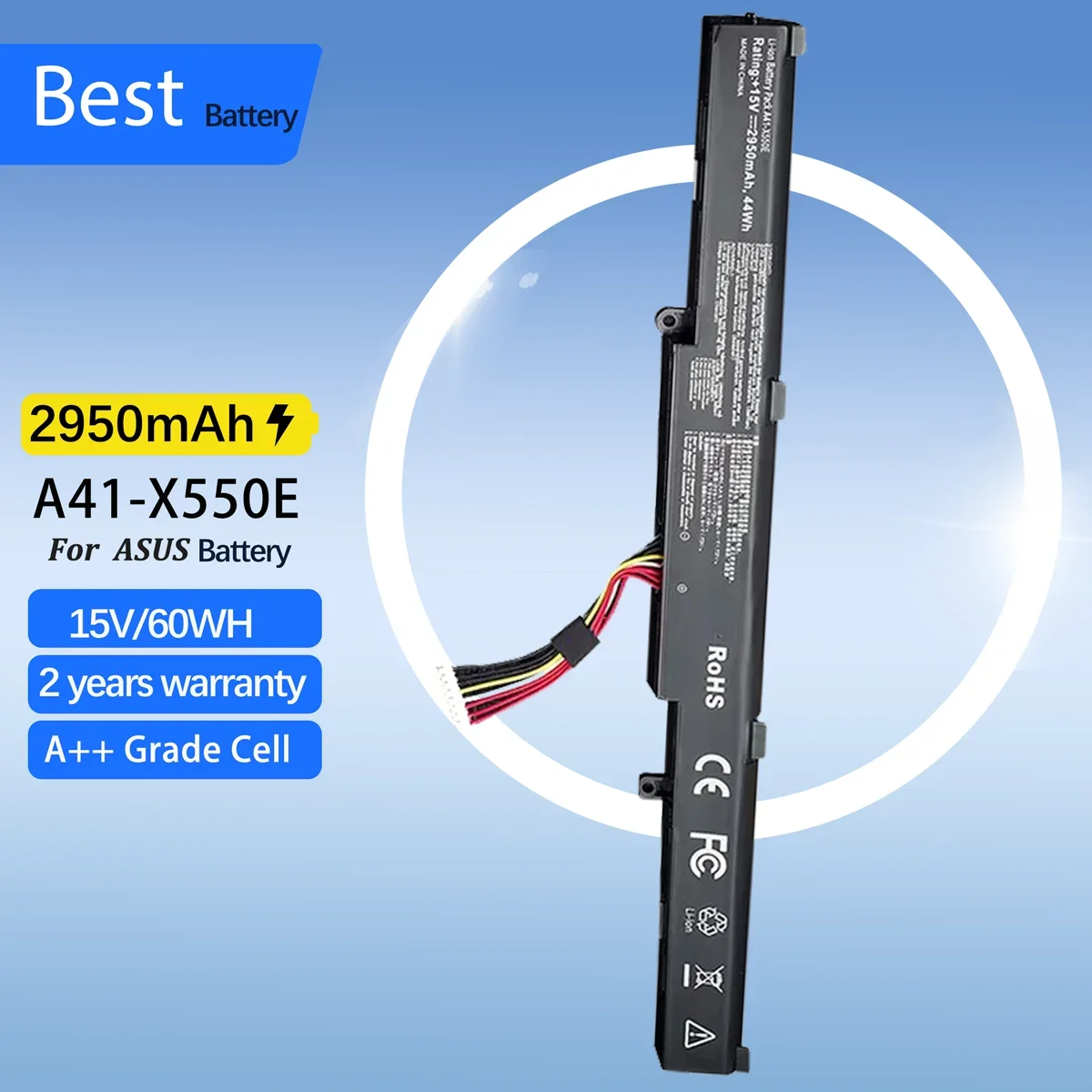 

A41-X550E 2950mAh Laptop Battery for ASUS X450 X450E X450J X450JF X751M X751MA X751L X750JA A450J A450JF A450E F450C