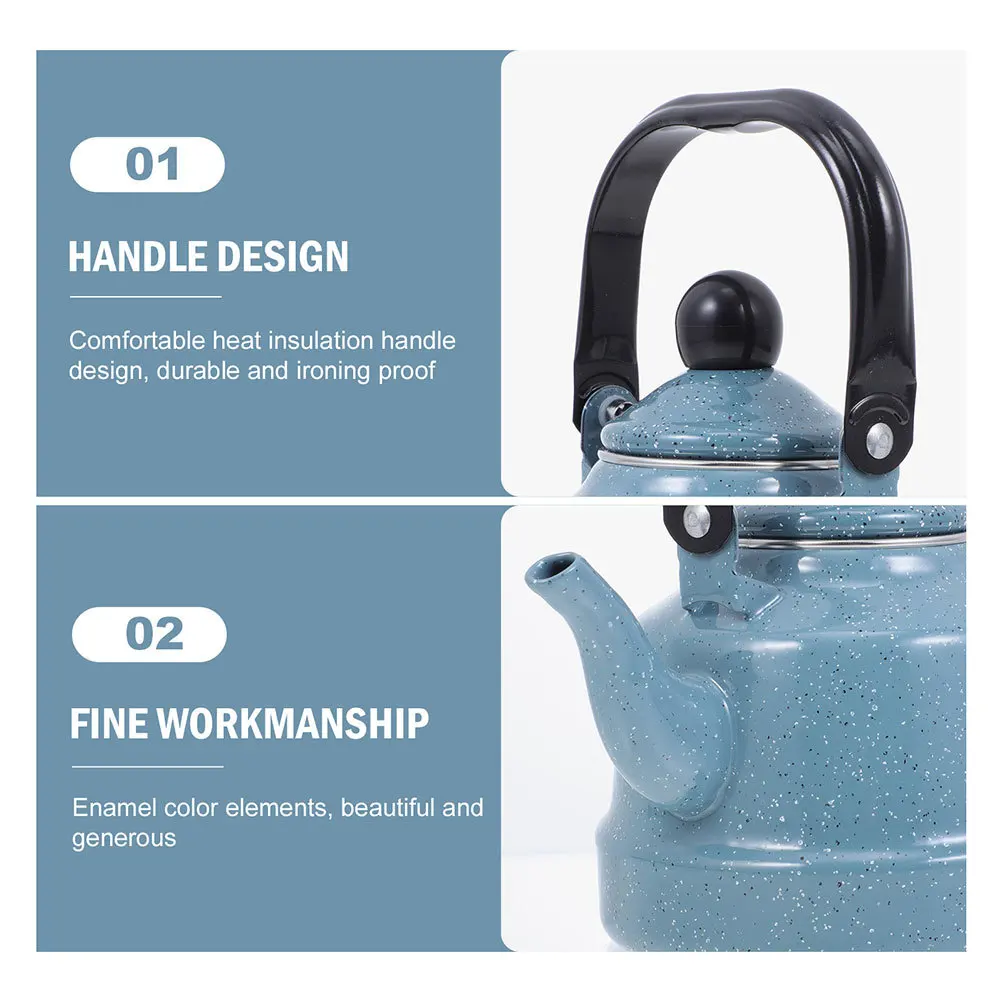 

Retro Enamel Kettle Portable Water Boiling Pot Easy Use Cool Handle Design Enamel Kettle Tea Pot for Loose Tea
