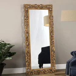 French retro carved full body dressing mirror Home bedroom fitting mirror European style clothing store floor to ceiling mirror